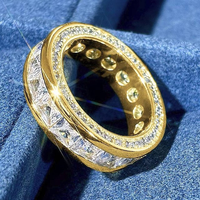 Huitan Damenring, goldfarben, Zirkonia - Bild 1