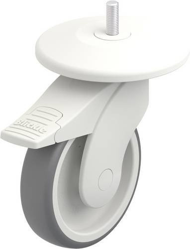 Blickle Lenkrolle LWK-TPA 126G-11-FI-AMW125 mit Feststeller, Rad-Durchmesser: 125 mm, Tragfähigkeit: 110 kg, Grau/Weiß - Bild 1