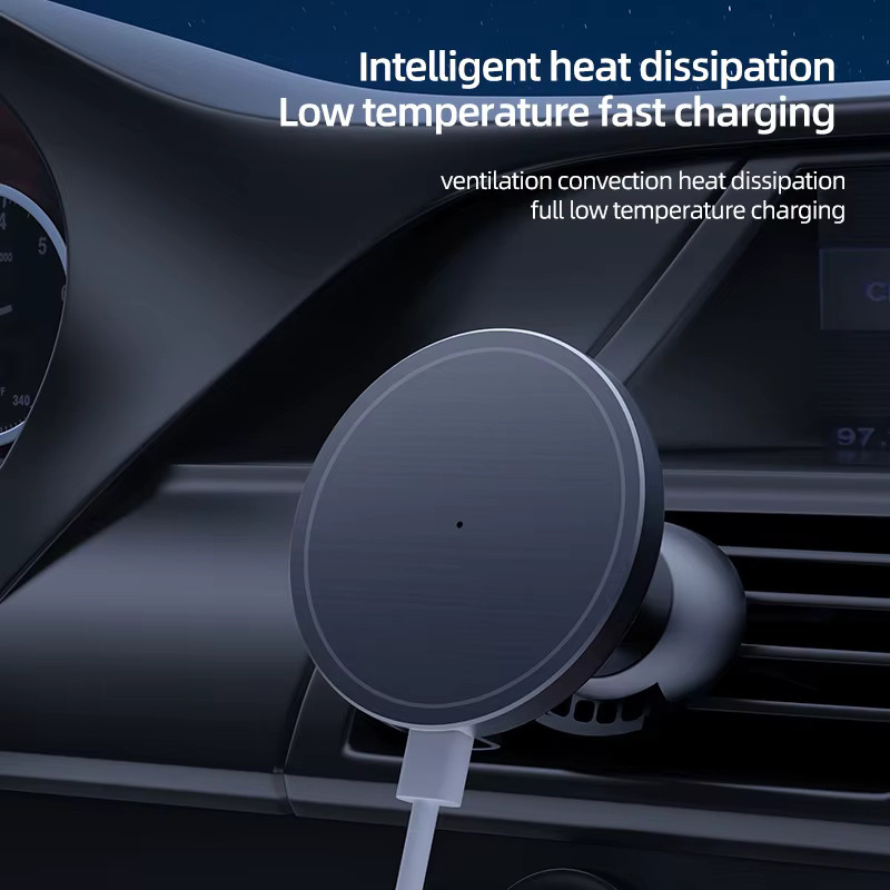 VIKEFON Magnetisches Wireless Auto-Ladegerät für iPhone 12 13 14 15 16 Pro Max Mini, Schnelles Aufladen mit Lüftungsschlitz-Halterung, Schwarz - Bild 2