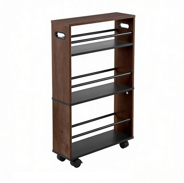 Relaxdays Nischenwagen in Schwarz im Industrial-Design mit 4 Ebenen, B/T/H: 80 x 15 x 45 cm - Bild 1