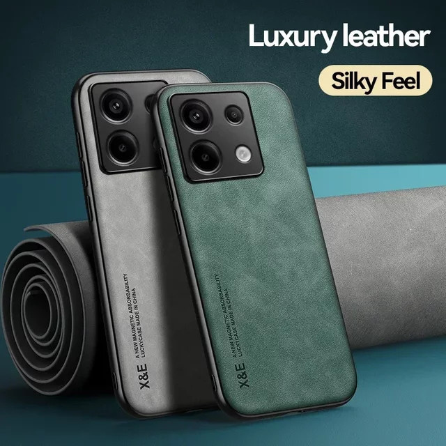 Magnetische Wildleder-Hülle für Xiaomi Redmi Note 13 Pro Plus, Redmi Note 12, Redmi Note 12S Pro, Xiaomi 13T und 12T Pro, stoßfeste matte Silikon-Softcover in Grau - Bild 1
