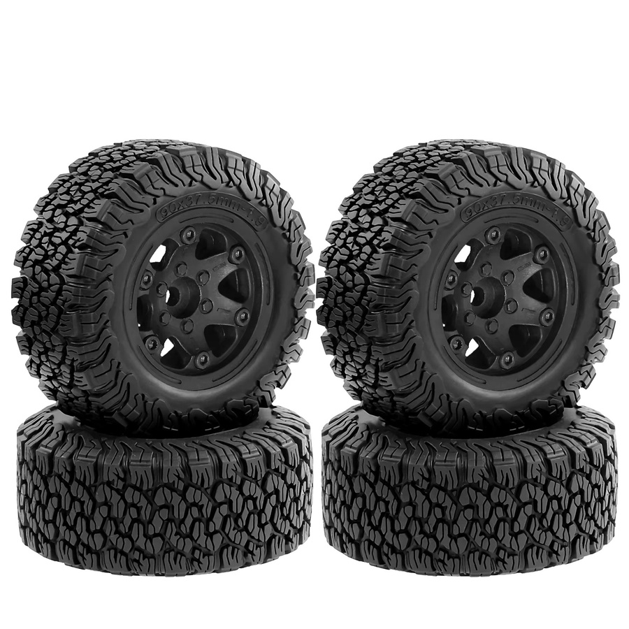 4-teiliges Set RC Crawler-Reifen und Räder, 1,9 Zoll, Schwarz, Gummi und Kunststoff - Bild 7