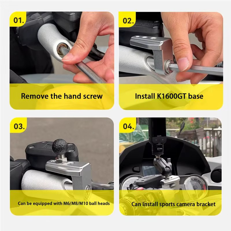Motorrad Lenker Verlängerungsstange mit Halterung für Handy-Navigation in Schwarz für BMW R1200RT LC R1250RT und K1600GT - Bild 3