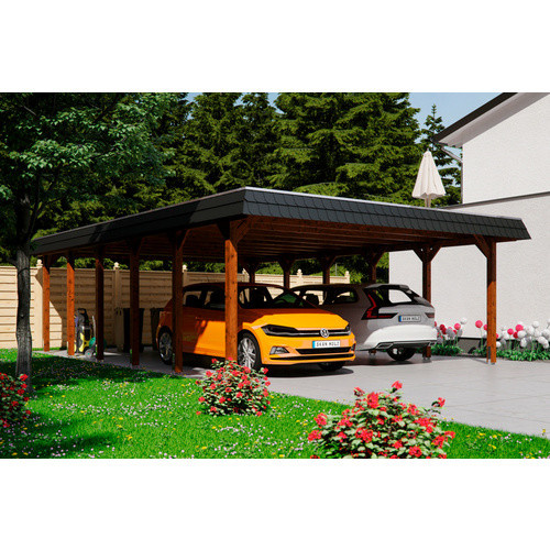 SKANHOLZ Carport Spessart mit EPDM Flachdach in Nussbaum Braun, B/T: 585 x 893 cm, Höhe: 250 cm - Bild 2