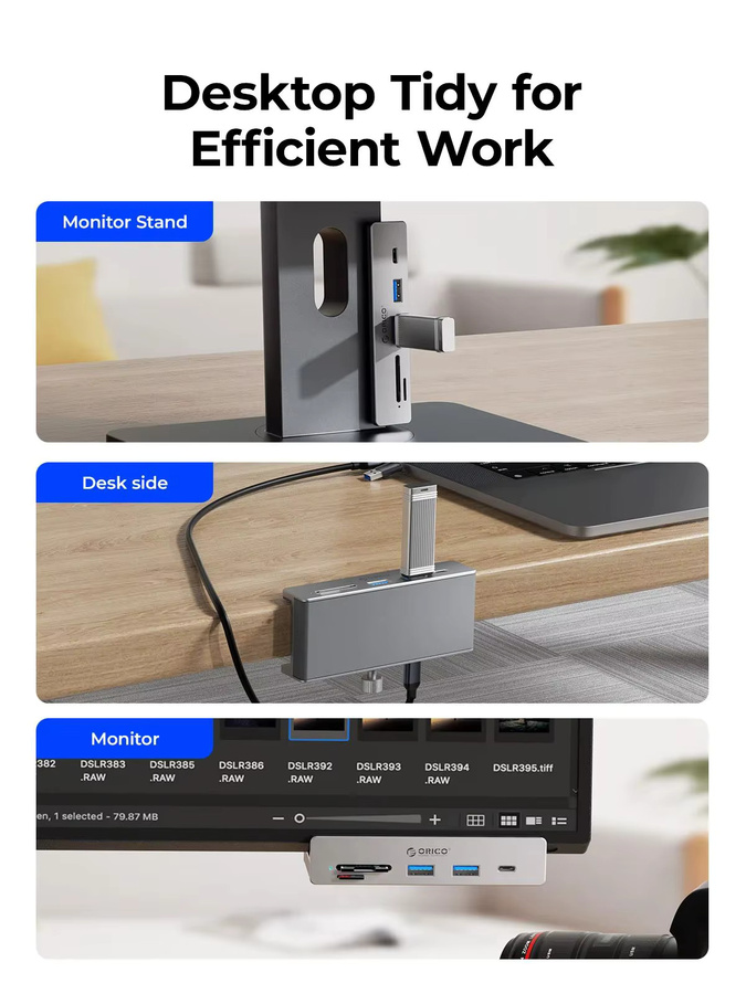 ORICO USB 3.2 Hub 6-Port-Erweiterung mit Stromanschluss und 10 Gbit/s Hochgeschwindigkeitsübertragung inklusive SD- und TF-Kartenslot - Bild 4