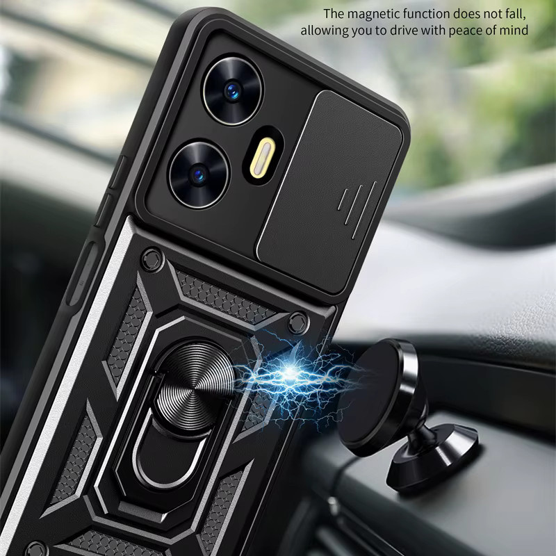 Heavy Duty Schutzhülle für OPPO A79 A78 A77 A58 und Realme Note 60 70 4G mit 360-Grad-Kickstand und Kameraschutz in Schwarz von Gusakov - Bild 2