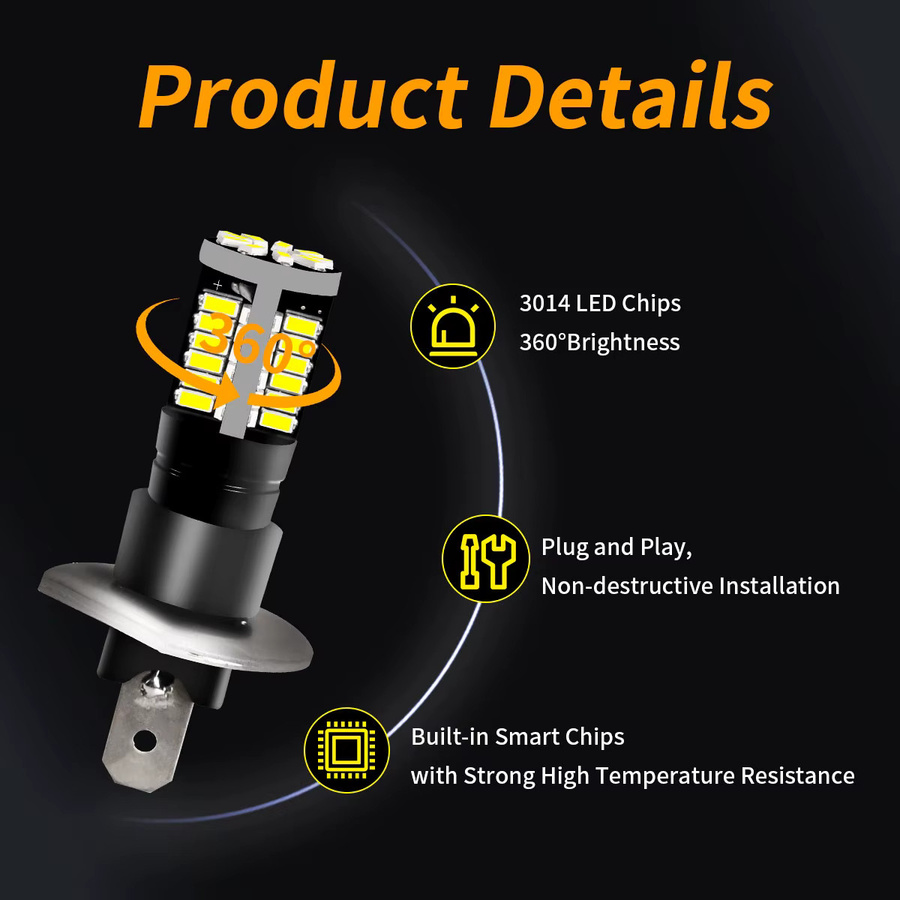 2 Stück LED-Nebelscheinwerfer H1 H3 880 H27 in Weiß 6000 K Plug and Play für Autoscheinwerfer und Nebelscheinwerfer von p2max - Bild 2