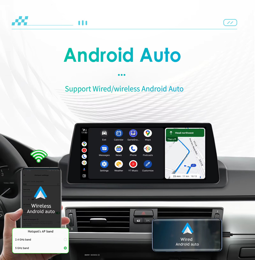 OSSURET 2-DIN Android Autoradio für BMW 3er E90 (2005-2012) mit 10,25 Zoll Display, Multimedia-GPS-Player, kabellosem CarPlay, Android Auto, 4G, DSP, Bluetooth und 360°-Kamera in Schwarz - Bild 4