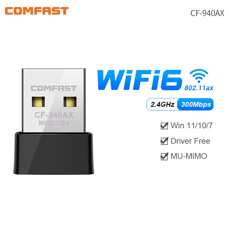COMFAST WiFi 6 USB WLAN-Adapter AX600 Netzwerkkarte mit USB 3.0 und 2,4 GHz Unterstützung, treiberfreier Wi-Fi LAN-Adapter und WLAN-Empfänger - Bild 1