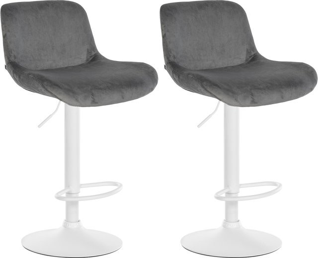 CLP 2er Set Barhocker Solon Weiß, höhenverstellbare und drehbare Barstühle mit Rückenlehne aus Samt oder Stoff in modernem Design - Bild 1