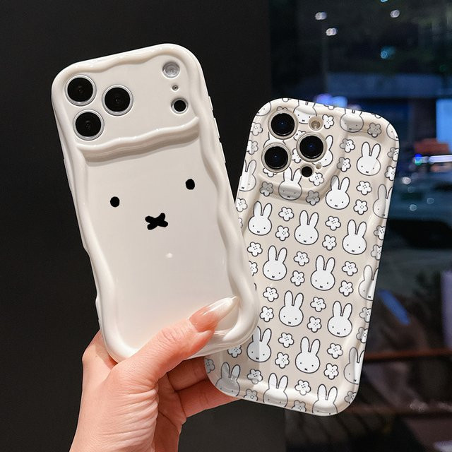 Miffy Hasen Handyhülle mit 3D-Wellen-Design für Xiaomi Redmi Note 15 14 13 12 11 Pro Plus 15C 14C 13C 12C 4G 5G Softcover in Weiß - Bild 1