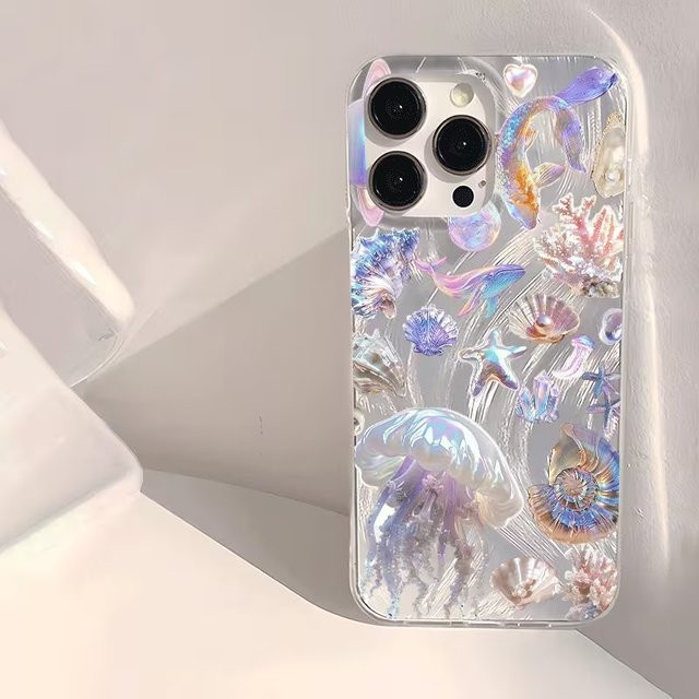 Handyhülle mit buntem Muschel-Sommer-Ozean-Muster für Apple iPhone 11 bis iPhone 18 Pro Max, Mehrfarbig - Bild 1