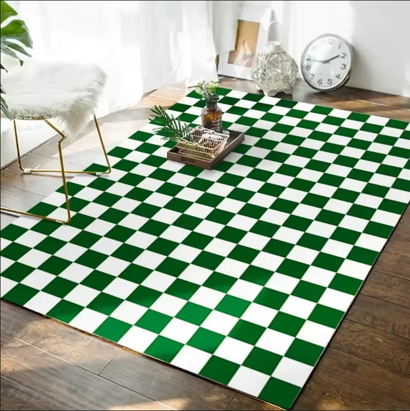VIKAMA Teppich in Grün und Weiß mit modernem Karomuster im marokkanischen Stil für dein Wohnzimmer oder Schlafzimmer - Bild 2