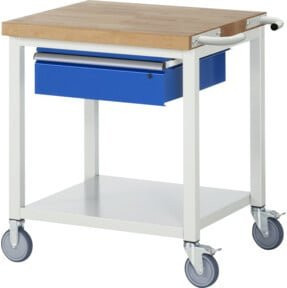Fahrbare Werkbank RAU mit Schublade und Ablageboden, grau und beige, B/T/H: 75 x 70 x 88 cm - Bild 1