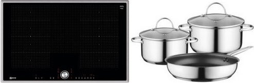 NEFF Autark-Induktionskochfeld Set TMK6860 bestehend aus T68BT6QN2 und Z943SE0 in Silber/Edelstahl - Bild 1