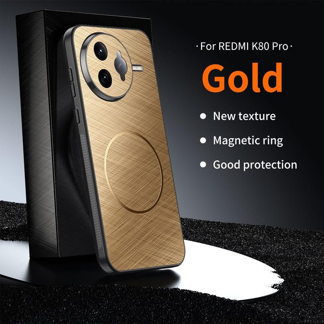 Magnetische Rundum-Schutzhülle mit Drahtstruktur für POCO F7 Pro und POCO F7 Ultra in Gold - Bild 1