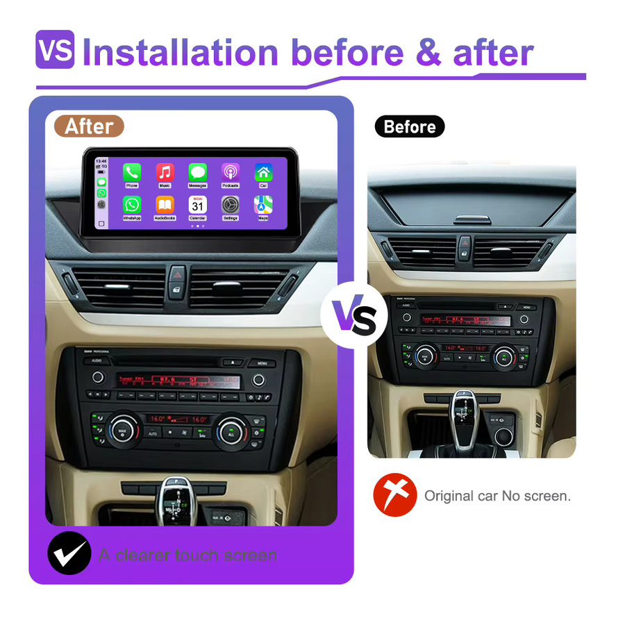 HIOUME Multimedia-Radio für BMW X1 E84 (2009-2015) mit 10,25 Zoll Touchscreen, Wireless CarPlay, Airplay, Android Auto und Bluetooth, Schwarz - Bild 3