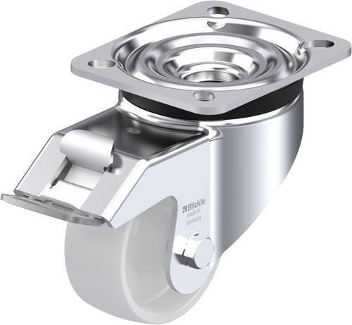 Blickle Lenkrolle LK-PO 75G-FI mit Feststeller in Silber und Weiß, Rad-Durchmesser: 75 mm, Tragfähigkeit: 200 kg - Bild 1