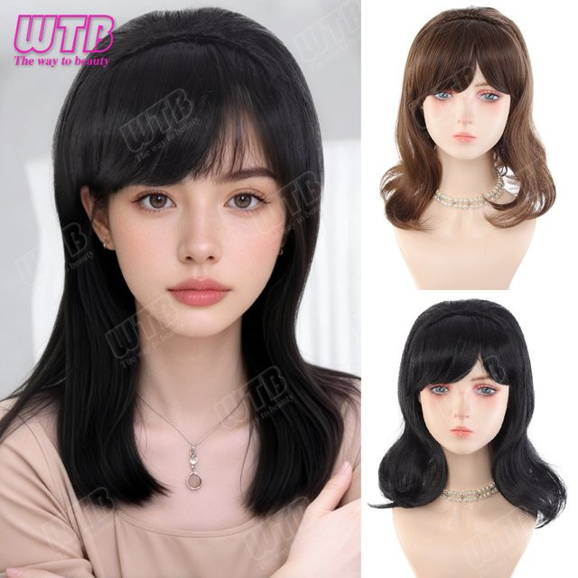 WTB Retro Bob Perücke, synthetisch, 30 cm, schwarz/braun, Damen - Bild 1