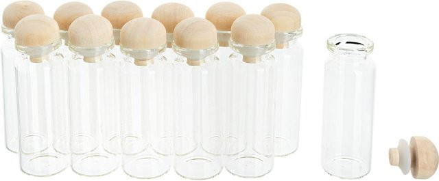 VBS Gläschen mit Holzverschluss, 12 Stück, transparent, 6,0 ml - Bild 1
