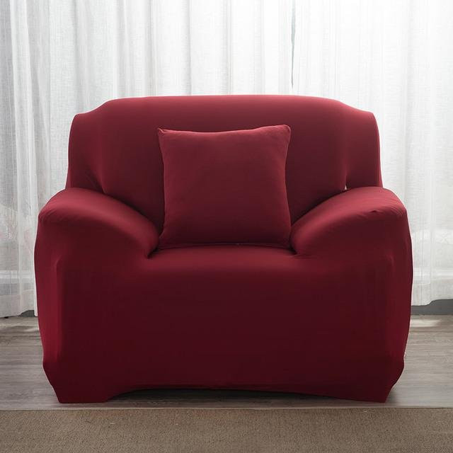 Dehnbare Sesselhülle mit Schürze in Rot für europäische Sessel, elastische Couchhülle für Wohnzimmermöbel, Breite: 75-120 cm - Bild 1
