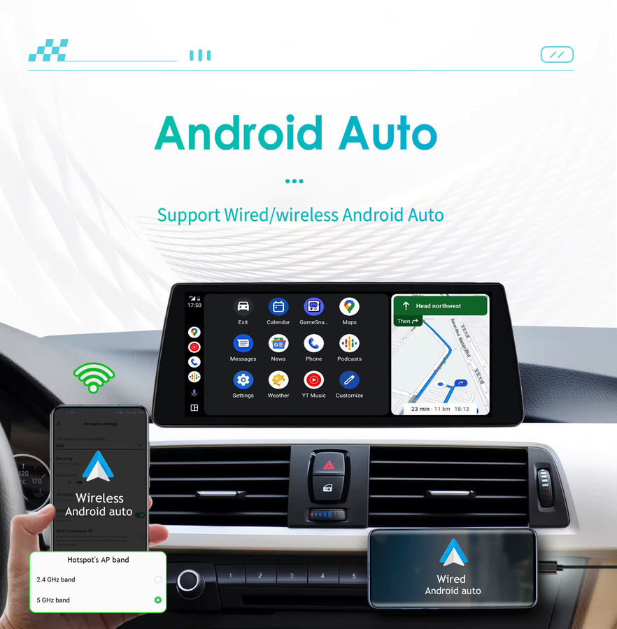 OSSURET 10,25 Zoll 2-DIN Android Autoradio für BMW 3er F30 F31 NBT (2013-2017) mit GPS, Bluetooth, Wireless Carplay und Android Auto in Schwarz - Bild 4