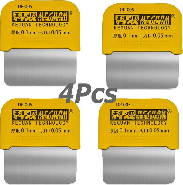 KEGUAN DP-005 Ultradünnes Hebelwerkzeug aus Edelstahl für Handy, Laptop und Chip-Demontage in Silber und Gelb - Bild 1