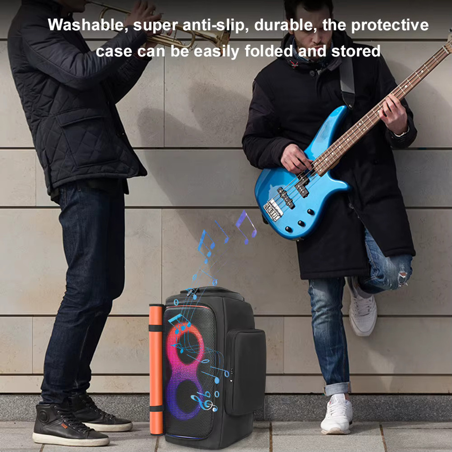 Gepolsterte Lautsprecher-Tragetasche mit Mikrofontasche für JBL Partybox 310, 320, 110, 120, 710, 520, 1000 in Schwarz - Bild 3