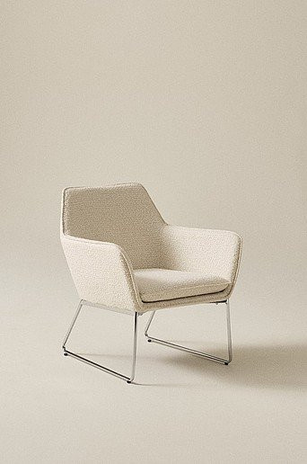 Jotex ELLNE Sessel in Beige und Weiß mit Bouclé-Stoff und Metallgestell - Bild 1