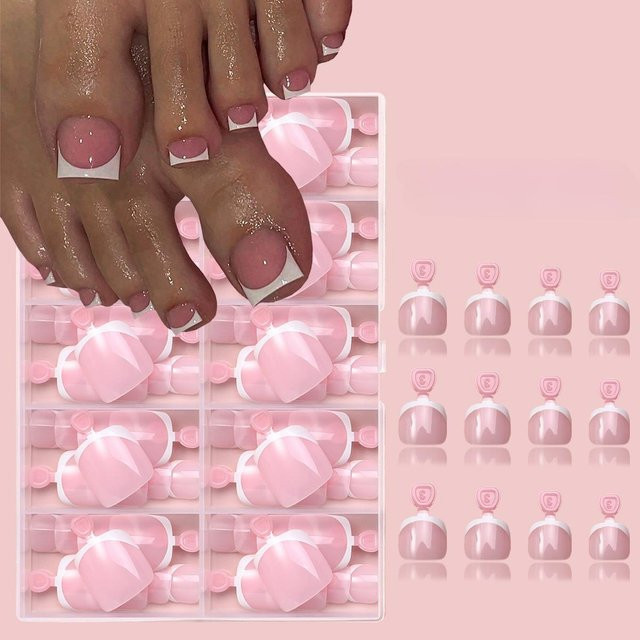 OTRESS Zehennagel Press-Ons, Rosa, Quadratisch, Glänzend, 120 Stück - Bild 1