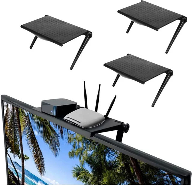 VIE LENTE Monitorständer und TV-Bildschirmständer in Schwarz, modernes Regal für Bürobedarf und Dekorationen, matt - Bild 1