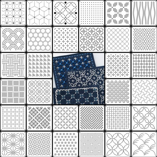 Drinky Sashiko Quiltschablonen-Set A1 aus transparentem Kunststoff für DIY Handarbeit, Nähen und Patchwork - Bild 1