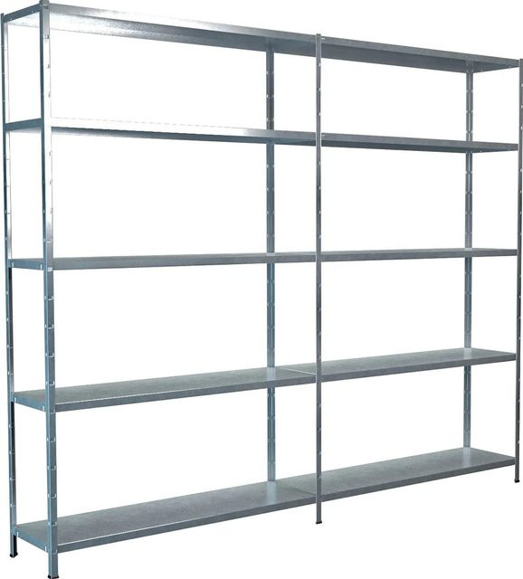 SCHULTE REGALWELT Steckregal-Set mit Anbauregal, verzinkt, silberfarben, H: 200 cm, B: 240 cm, T: 35 cm - Bild 1