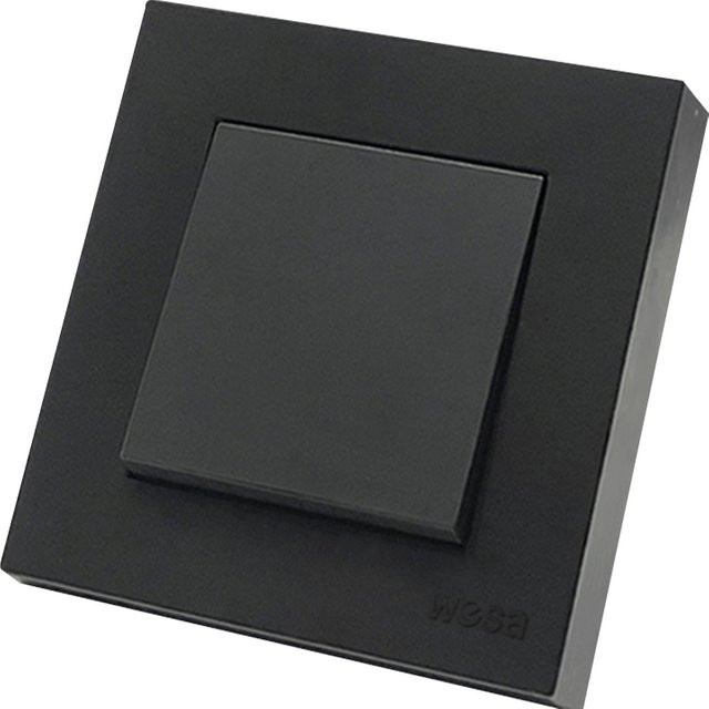 WESA Wandlichtschalter in Schwarz Matt, 1-fach, 1-Wege, aus Kunststoff mit Wipptaste - Bild 1