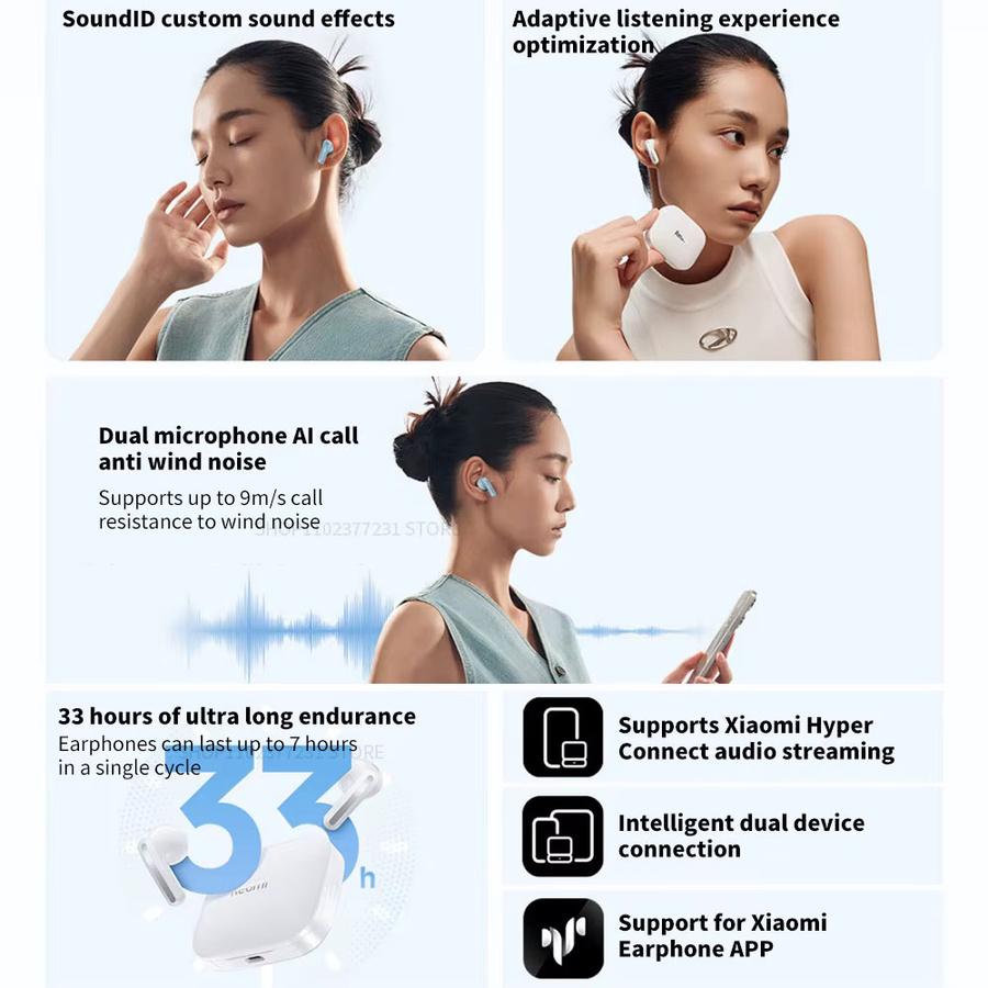 Xiaomi Redmi Buds 6S TWS Bluetooth-Ohrhörer mit aktiver Geräuschunterdrückung und SoundID in Schwarz - Bild 2