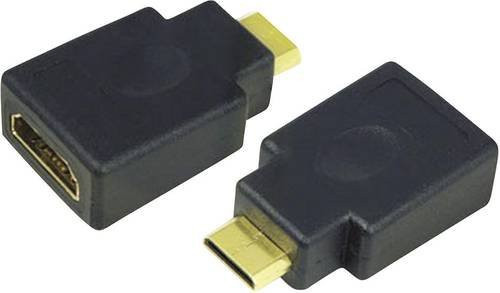 LogiLink AH0009 HDMI Adapter mit Mini HDMI Stecker und HDMI Buchse in Schwarz mit vergoldeten Steckkontakten - Bild 1