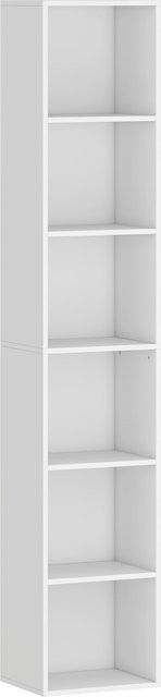 HOMCOM Bücherregal mit 6 Ablagen in Weiß, platzsparendes vertikales Aufbewahrungsregal für Wohnzimmer, Schlafzimmer oder Büro, B/T/H: 30 x 24 x 159 cm - Bild 1