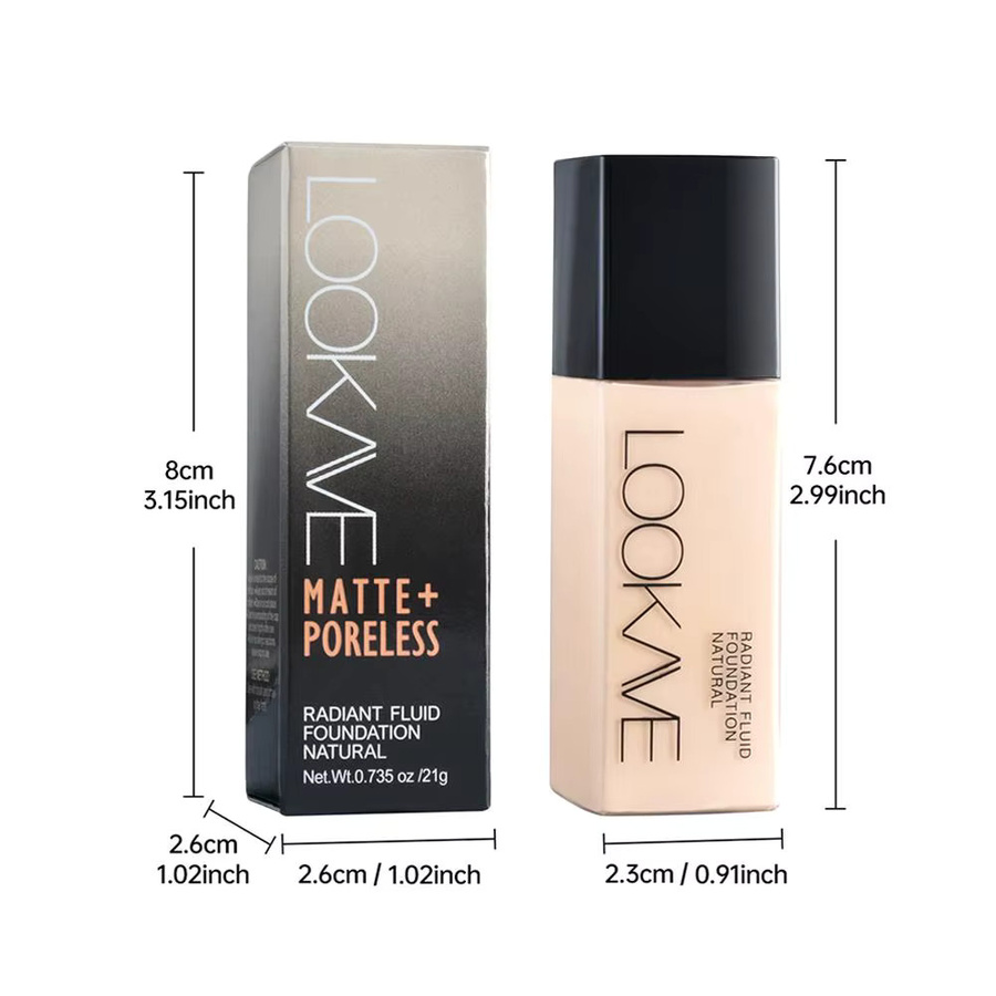 LOOKAVE Liquid Foundation, Matte Creme, Natürliches Finish - Bild 6