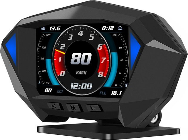 VehicleKit Smart Auto Neigungsmesser und Digitales HUD GPS Geschwindigkeit Meter mit OBD Tacho Display, schwarz - Bild 1