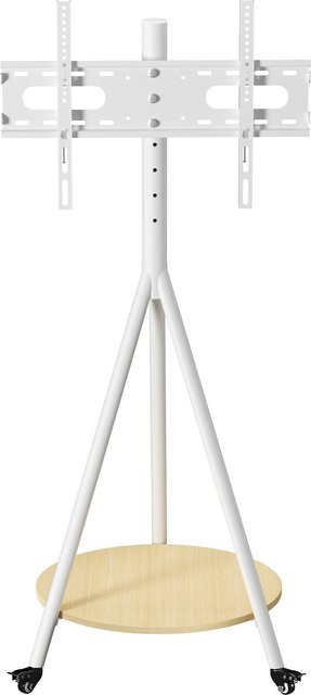 UNHO Eck-TV-Ständer mit Rollen in Weiß, mobiler TV-Wagen für 40-75 Zoll Fernseher bis 50 kg, minimalistisches Design aus Metall für Zuhause, Büro oder Schule - Bild 1
