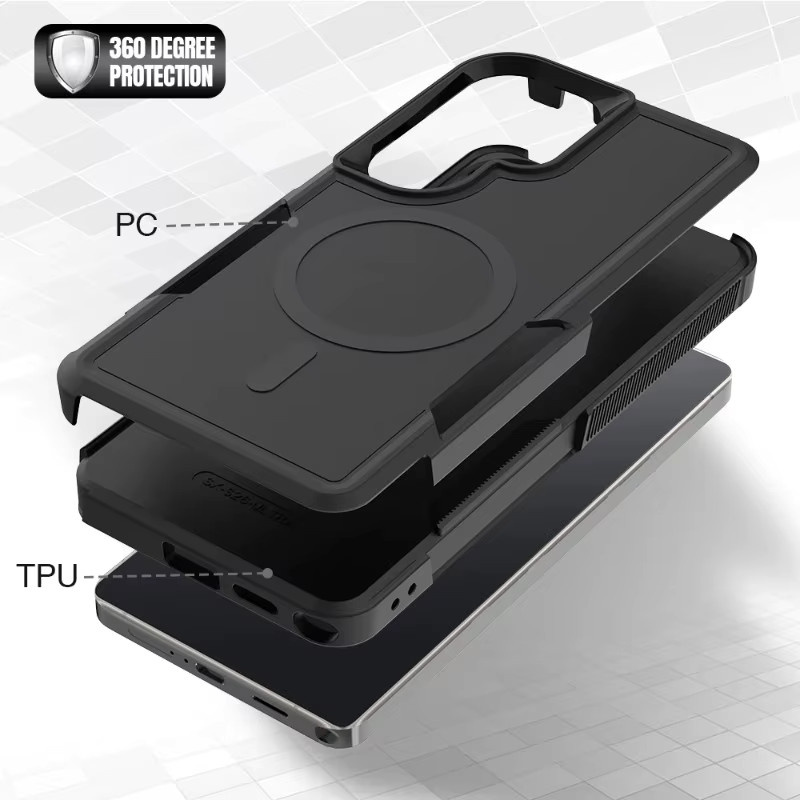 Commuster Armor Magnetische Schutzhülle für Samsung Galaxy S26 S25 S24 S23 S22 S21 Ultra Plus FE mit kabelloser Ladefunktion in Schwarz oder Pink - Bild 3