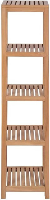 vidaXL Badezimmerregal aus Teakholz Massiv mit 4 Etagen, Braun, B/T/H: 42 x 42 x 165 cm - Bild 1