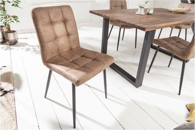 Riess-Ambiente Stuhl MODENA im Retro Design in Antik Taupe mit Ziersteppung und Polsterung - Bild 1