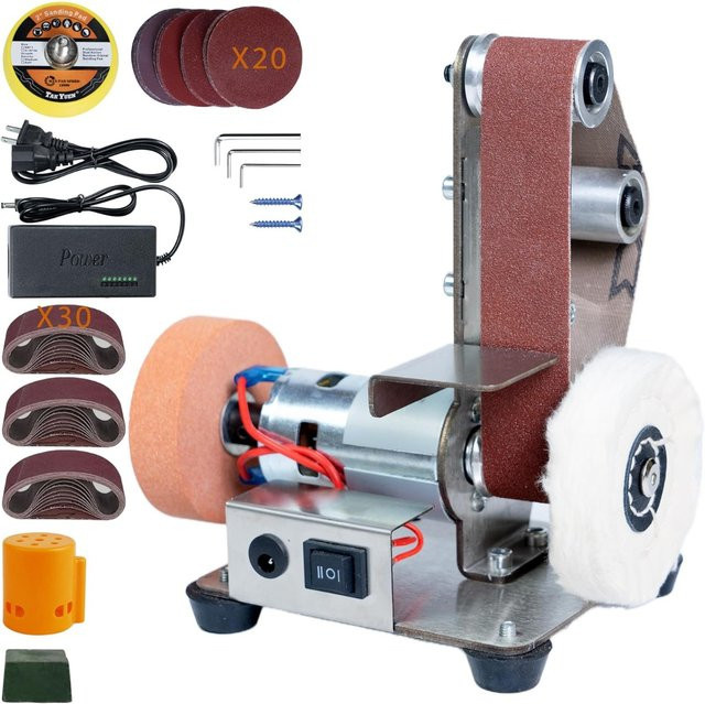 WIDEEP Mini Elektrische Bandschleifmaschine Multifunktionales Schleifgerät zum Polieren und Kantenwetzen in Silber - Bild 1