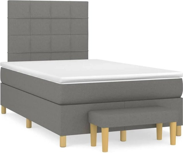 vidaXL Boxspringbett Hybrid mit Matratze und Kopfteil Dunkelgrau B/T: 120 x 200 cm - Bild 1