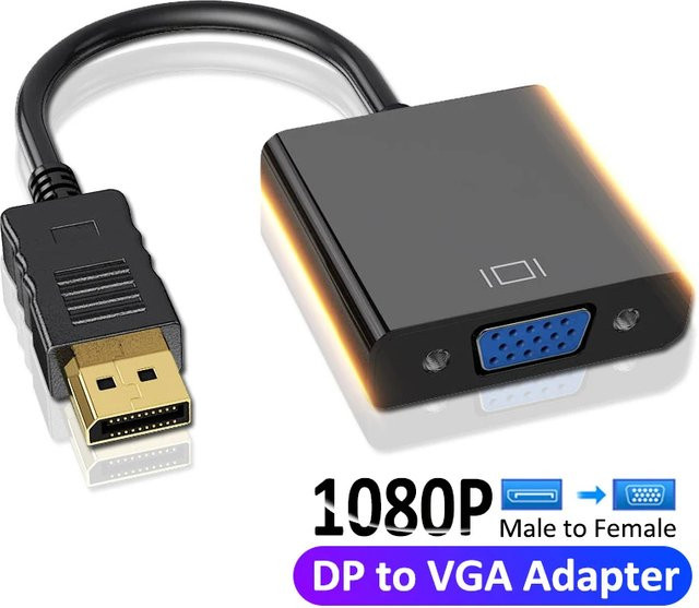 KOJESHUN DisplayPort auf VGA Adapter Kabel in Schwarz für Laptop, Projektor und TV - Bild 1