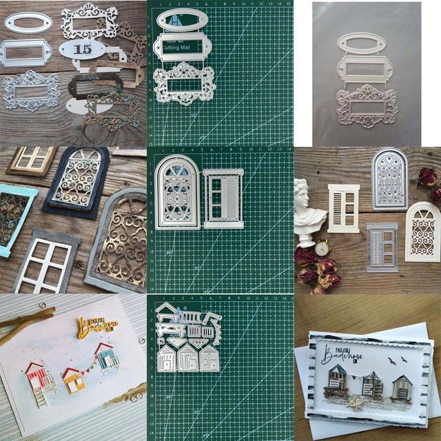 Metall Stanzwerkzeug für Scrapbooking und Handwerk mit Motiven von Meer, Haus, Tür und Fenster zur Prägung von Papier und Karten - Bild 1