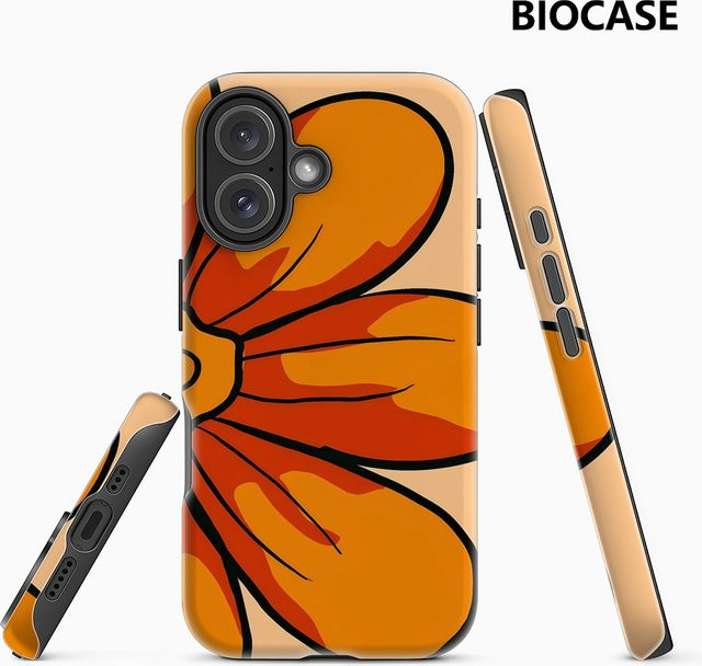 Handyhülle Bold Orange Flower für iPhone 17 16 15 14 13 12 11 Pro Max Plus mit doppelschichtiger Rückseite in Orange - Bild 1