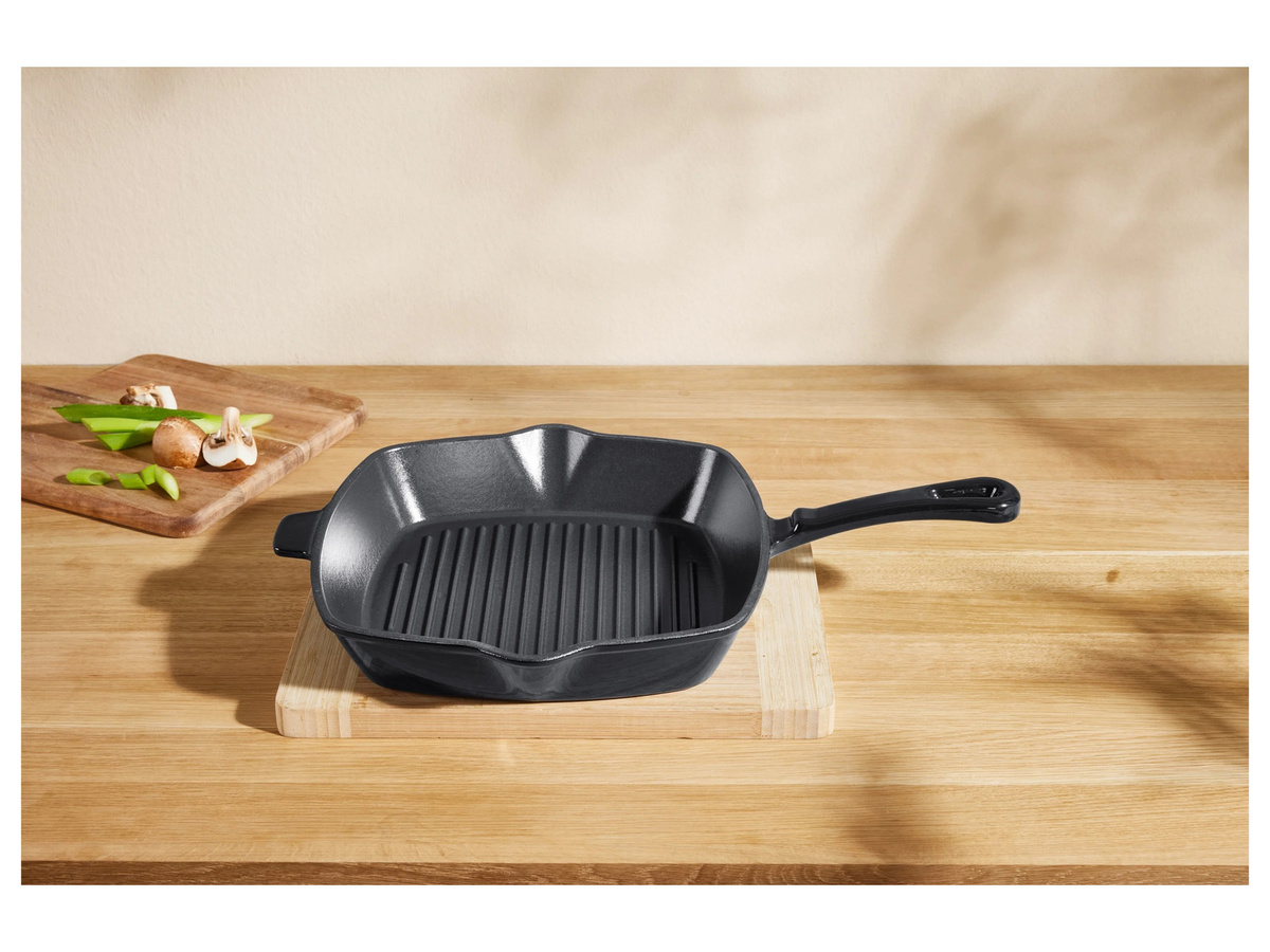 SILVERCREST® Grillpfanne aus emailliertem Gusseisen, Durchmesser: 24 cm, Schwarz - Bild 4