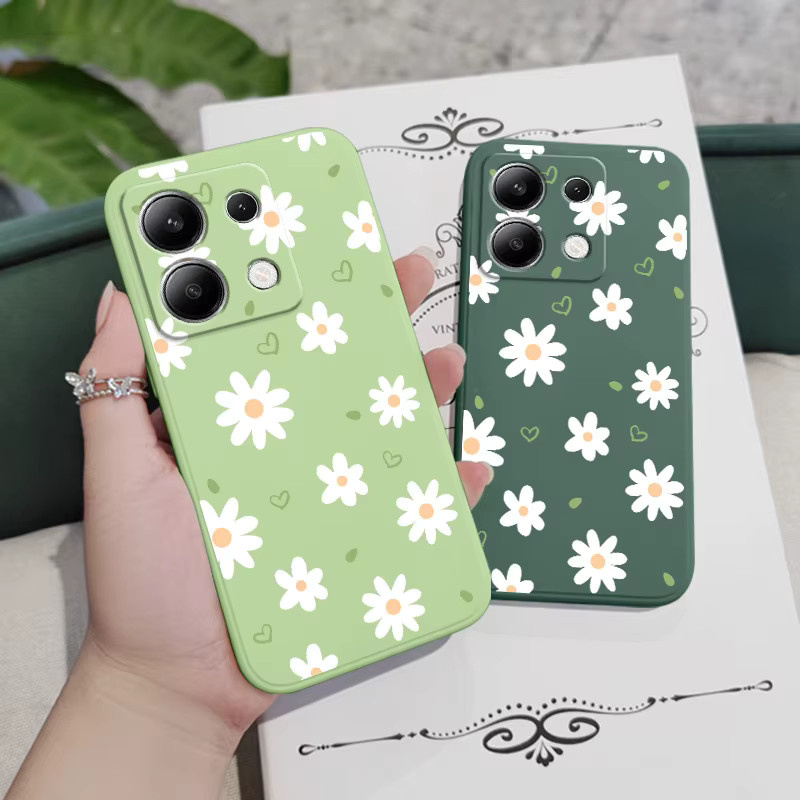 Zarte Daisy Handyhülle aus Flüssigsilikon für Xiaomi Redmi Note Pro Plus 4G 5G in Purple und Green - Bild 2
